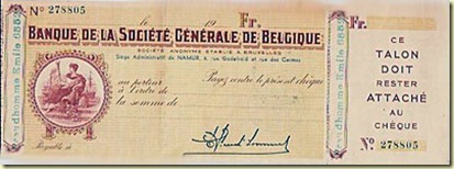 Chèque de la Société Générale